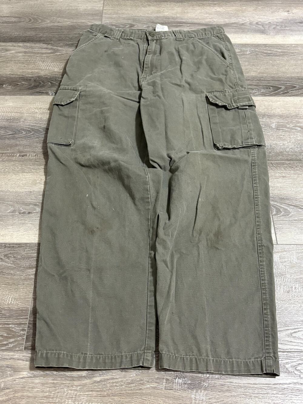 Vintage Faded Glory Baggy Green Cargo Work Pants Workwear Retro - Men’s 34x29